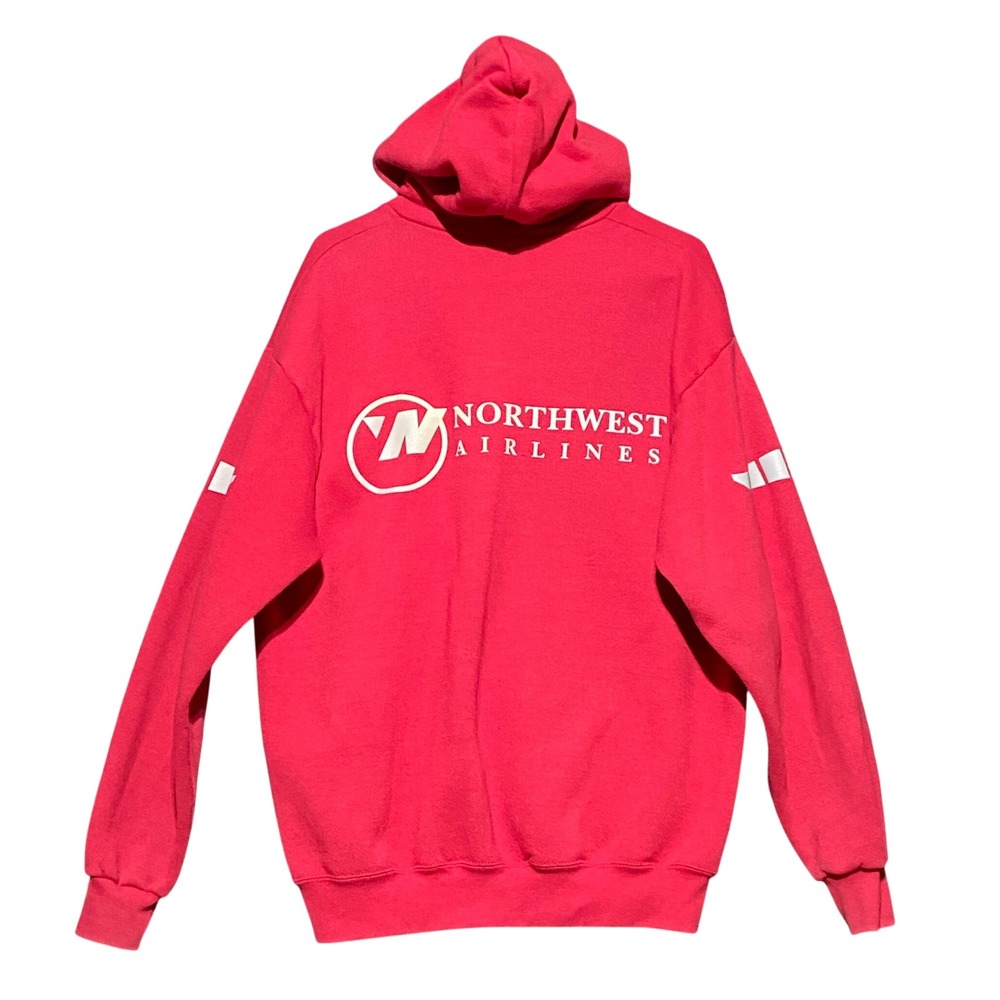 Vtg 90s Lee Northwest Airlines IAM Union Zip Up Hoodie Red Heavyweight Large
